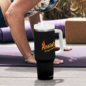 Mental Health Awareness Tumbler With Handle Anxiety Is My Cardio Burn Calories TS09 Print Your Wear