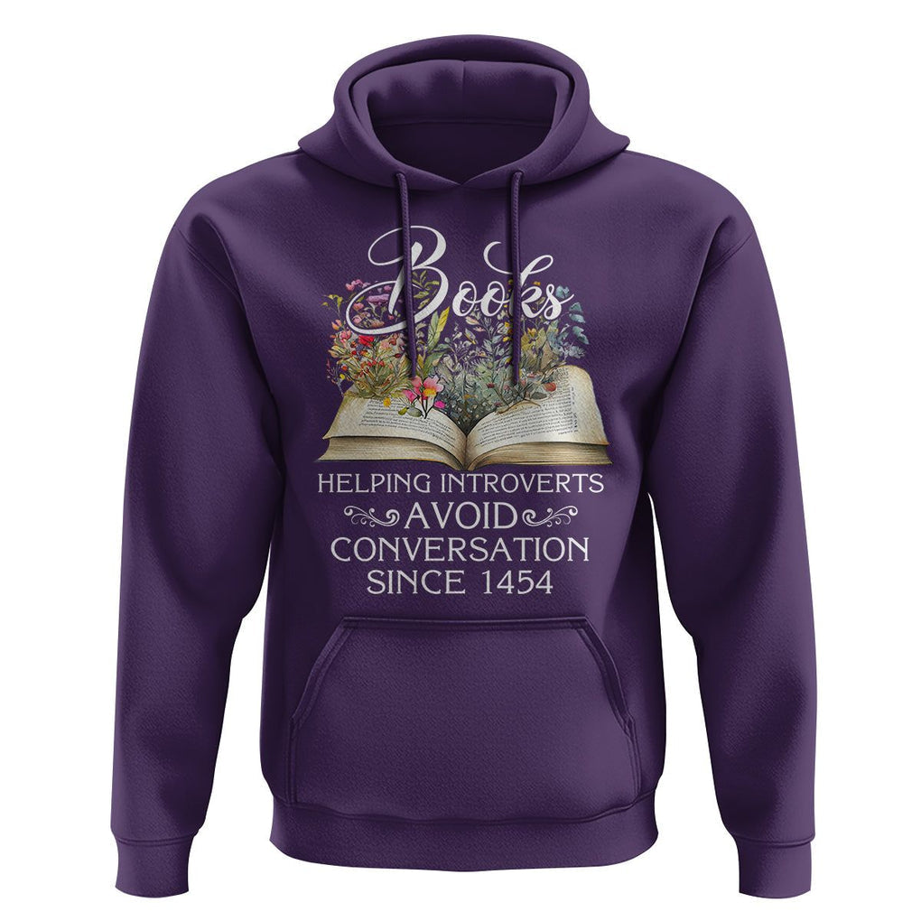 Introvert Book Lover Hoodie Books Helping Introverts Avoid Conversation TS09 Purple Printyourwear