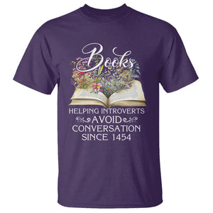 Introvert Book Lover T Shirt Books Helping Introverts Avoid Conversation TS09 Purple Printyourwear