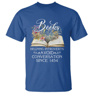 Introvert Book Lover T Shirt Books Helping Introverts Avoid Conversation TS09 Royal Blue Printyourwear