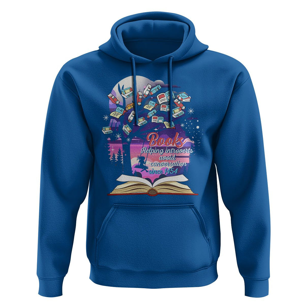 Introvert Book Lover Hoodie Books Helping Introverts Avoid Conversation TS09 Royal Blue Printyourwear