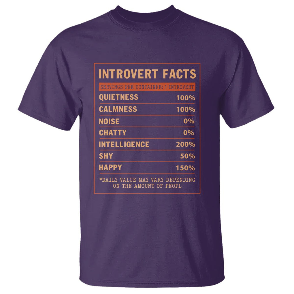 Introvert Facts T Shirt 100% Quietness Calmness Intelligence Happy TS09 Purple Printyourwear