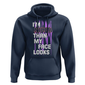 Introvert Hoodie I'm Nicer Than My Face Looks TS09 Navy Printyourwear