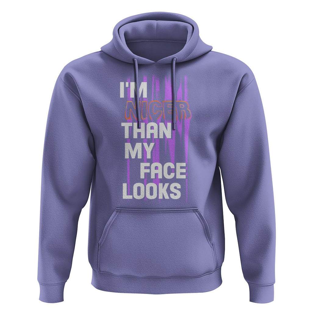 Introvert Hoodie I'm Nicer Than My Face Looks TS09 Violet Printyourwear