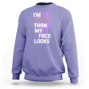 Introvert Sweatshirt I'm Nicer Than My Face Looks TS09 Violet Printyourwear