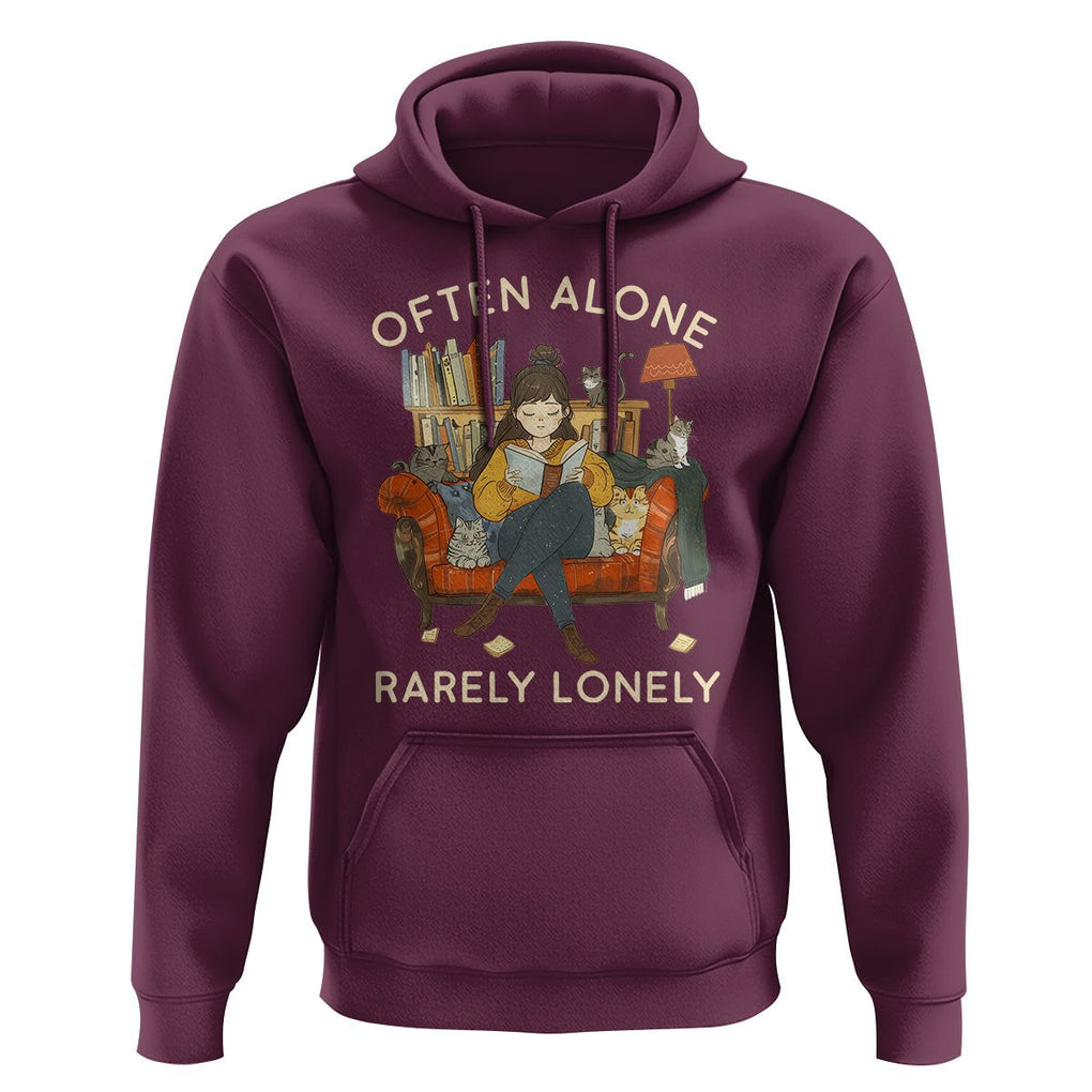 Introvert Hoodie Often Alone Rarely Lonely TS09 Maroon Printyourwear