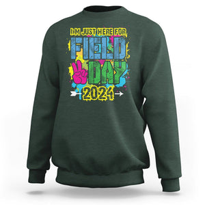 I'm Just Here For Field Day 2024 Sweatshirt TS09 Dark Forest Green Print Your Wear
