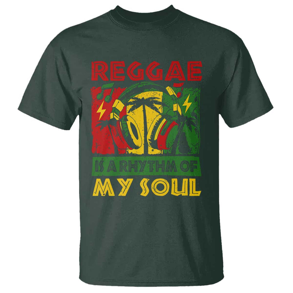 Reggae Is A Rythm Of My Soul Jamaica Music T Shirt TS09 Dark Forest Green Print Your Wear