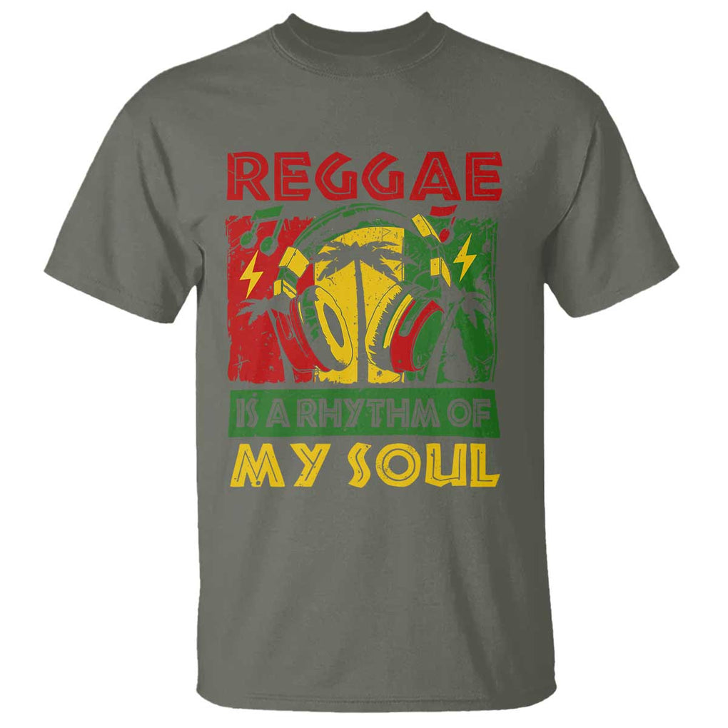 Reggae Is A Rythm Of My Soul Jamaica Music T Shirt TS09 Military Green Print Your Wear