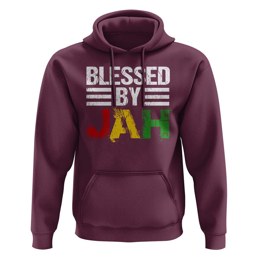 Blessed By Jah Jamaican Rastafari Rasta Hoodie TS09 Maroon Print Your Wear