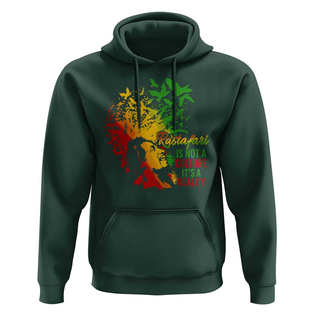 Rasta Legend Bob Hoodie Rastafari Is Not A Culture It's A Reality Jamaica Jamaican TS09 Dark Forest Green Print Your Wear