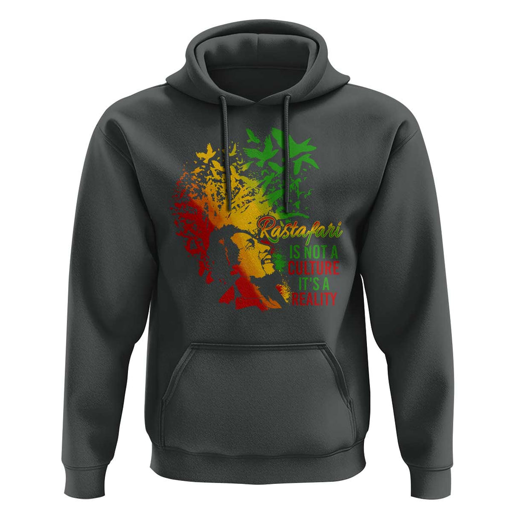 Rasta Legend Bob Hoodie Rastafari Is Not A Culture It's A Reality Jamaica Jamaican TS09 Dark Heather Print Your Wear