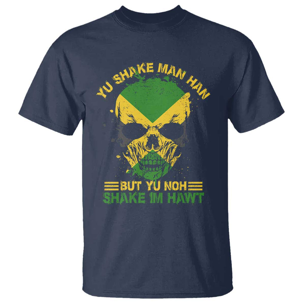 Jamaican Proverbs T Shirt You Can Shake A Mans Head But You Cannot Shake His Heart Skull TS09 Navy Print Your Wear