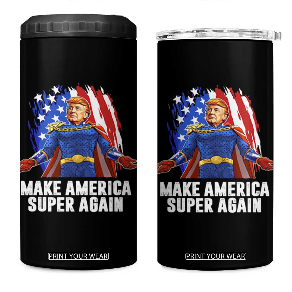 Funny Trump 4 in 1 Can Cooler Tumbler Make America Super Again Superhero Donald President TS09 One Size: 16 oz Black Print Your Wear