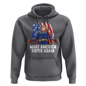 Funny Trump Hoodie Make America Super Again Superhero Donald President 2024 TS09 Charcoal Print Your Wear