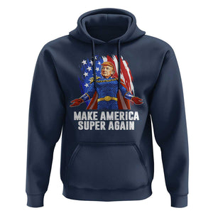 Funny Trump Hoodie Make America Super Again Superhero Donald President 2024 TS09 Navy Print Your Wear