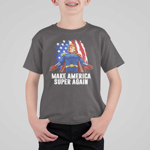 Funny Trump T Shirt For Kid Make America Super Again Superhero Donald President 2024 TS09 Dark Chocolate Print Your Wear