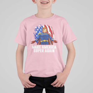 Funny Trump T Shirt For Kid Make America Super Again Superhero Donald President 2024 TS09 Light Pink Print Your Wear
