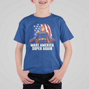 Funny Trump T Shirt For Kid Make America Super Again Superhero Donald President 2024 TS09 Royal Blue Print Your Wear