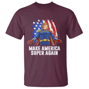 Funny Trump T Shirt Make America Super Again Superhero Donald President 2024 TS09 Maroon Print Your Wear