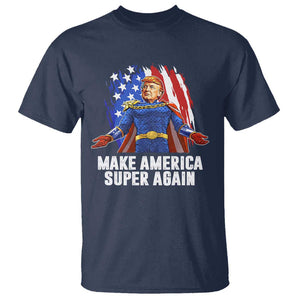 Funny Trump T Shirt Make America Super Again Superhero Donald President 2024 TS09 Navy Print Your Wear