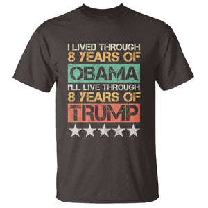 Funny Vote Trump Again T Shirt I Lived Through 8 Years Of Obama I'll Live Through 8 Years Of Trump TS09 Dark Chocolate Print Your Wear