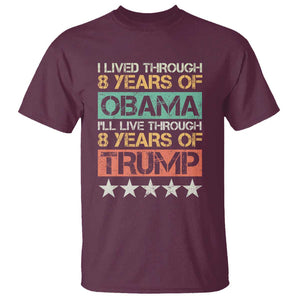 Funny Vote Trump Again T Shirt I Lived Through 8 Years Of Obama I'll Live Through 8 Years Of Trump TS09 Maroon Print Your Wear