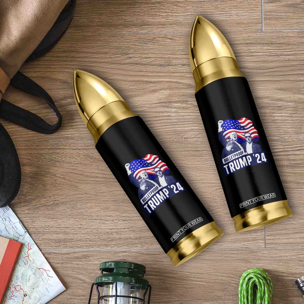 Trump Raised Fist Bullet Tumbler Bulletproof 2024 Stronger Trump American Flag TS09 Print Your Wear