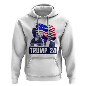 Trump Raised Fist Hoodie Bulletproof 2024 Stronger Trump American Flag TS09 White Print Your Wear