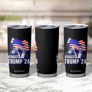 Trump Raised Fist Tumbler Cup Bulletproof 2024 Stronger Trump American Flag TS09 Print Your Wear