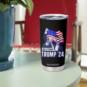 Trump Raised Fist Tumbler Cup Bulletproof 2024 Stronger Trump American Flag TS09 Print Your Wear