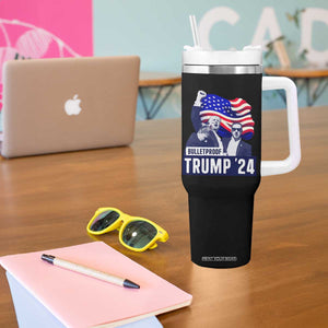 Trump Raised Fist Tumbler With Handle Bulletproof 2024 Stronger Trump American Flag TS09 Print Your Wear