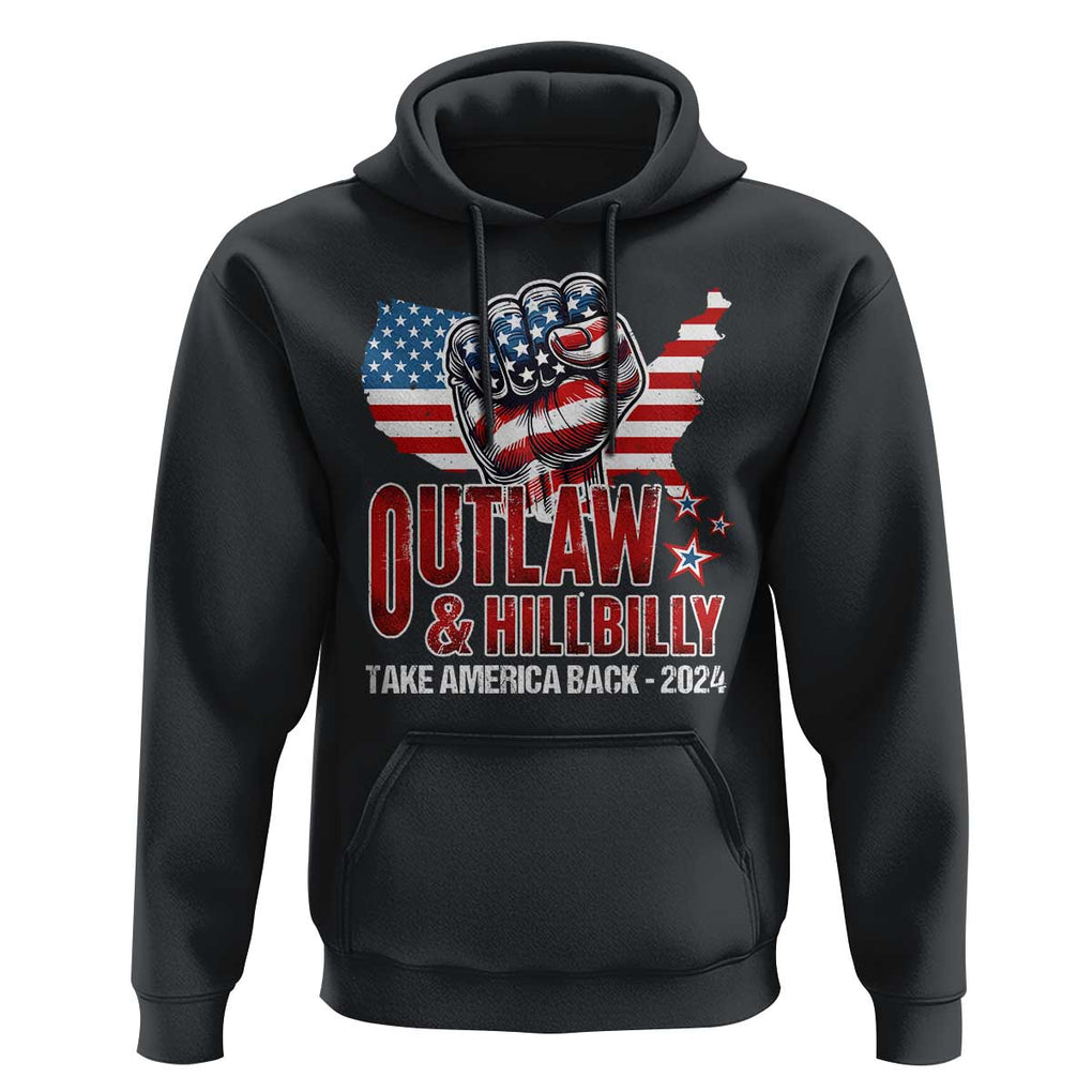 Outlaw Hillbilly 2024 Hoodie Vote For Trump Vance Take America Back TS09 Black Print Your Wear