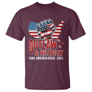 Outlaw Hillbilly 2024 T Shirt Vote For Trump Vance Take America Back TS09 Maroon Print Your Wear