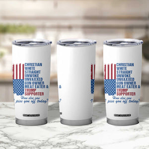 Trump Supporter Tumbler Cup Christian White Straight Gun Owner Meat Eater TS09 Print Your Wear