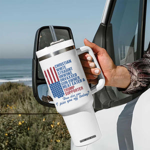 Trump Supporter Tumbler With Handle Christian White Straight Gun Owner Meat Eater TS09 Print Your Wear