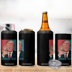 Funny Trump 4 in 1 Can Cooler Tumbler Grab 'Em Trump Hug Cat American Flag TS09 Print Your Wear