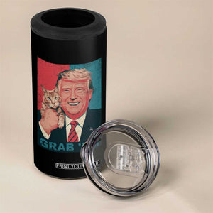 Funny Trump 4 in 1 Can Cooler Tumbler Grab 'Em Trump Hug Cat American Flag TS09 Print Your Wear