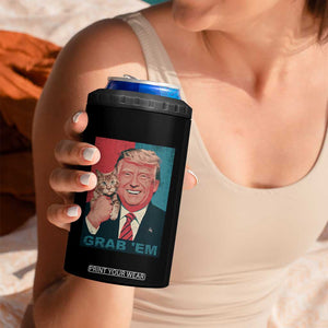 Funny Trump 4 in 1 Can Cooler Tumbler Grab 'Em Trump Hug Cat American Flag TS09 Print Your Wear