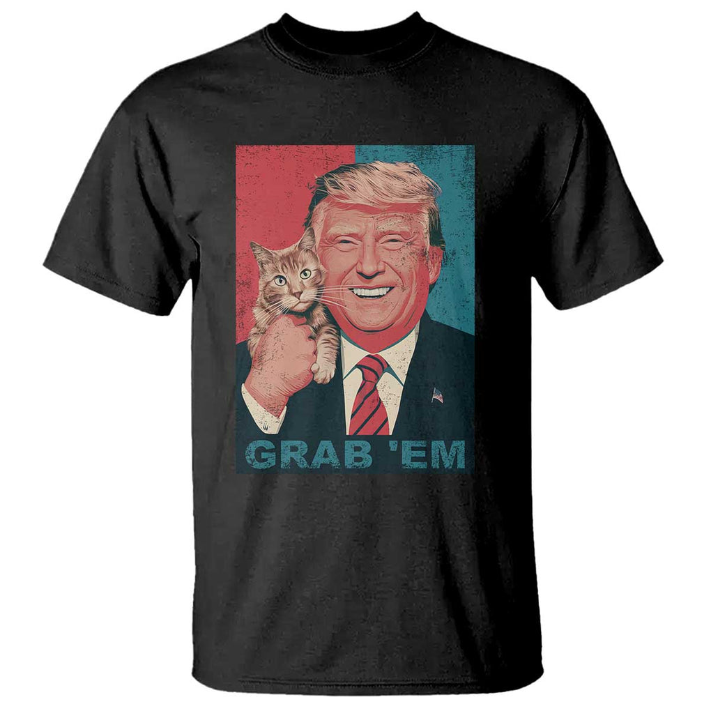 Funny Trump T Shirt Grab 'Em Trump Hug Cat American Flag TS09 Black Print Your Wear