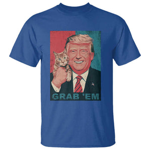 Funny Trump T Shirt Grab 'Em Trump Hug Cat American Flag TS09 Royal Blue Print Your Wear