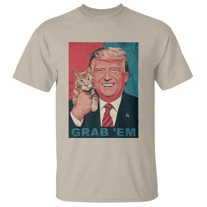 Funny Trump T Shirt Grab 'Em Trump Hug Cat American Flag TS09 Sand Print Your Wear