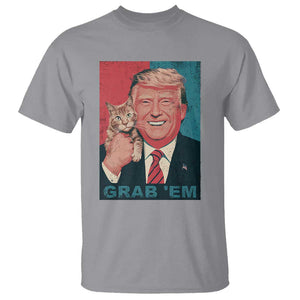 Funny Trump T Shirt Grab 'Em Trump Hug Cat American Flag TS09 Sport Gray Print Your Wear