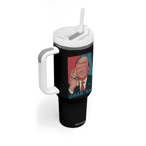 Funny Trump Tumbler With Handle Grab 'Em Trump Hug Cat American Flag TS09 Print Your Wear