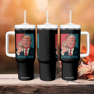 Funny Trump Tumbler With Handle Grab 'Em Trump Hug Cat American Flag TS09 Print Your Wear