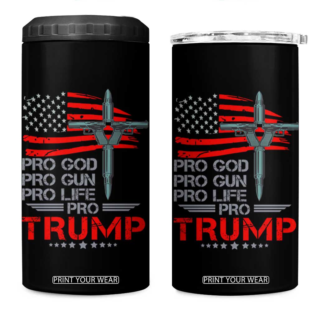 Trump Supporter 4 in 1 Can Cooler Tumbler Pro God Pro Gun Pro Life Pro Trump TS09 One Size: 16 oz Black Print Your Wear