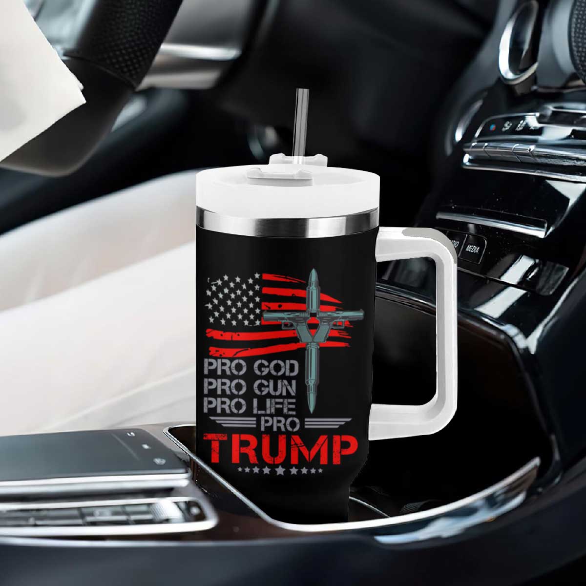 Trump Supporter Tumbler With Handle Pro God Pro Gun Pro Life Pro Trump TS09 Print Your Wear