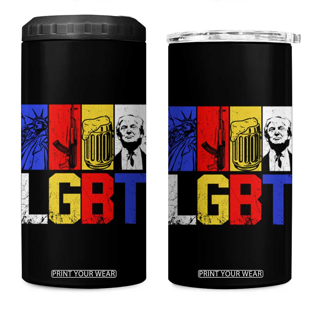 Funny Trump Supporter 4 in 1 Can Cooler Tumbler Liberty Guns Beer Trump TS09 One Size: 16 oz Black Print Your Wear