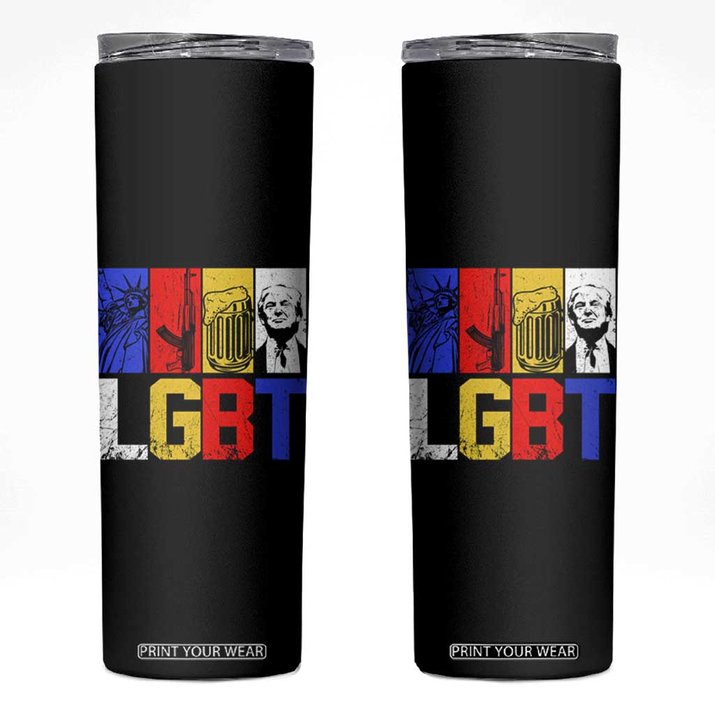 Funny Trump Supporter Skinny Tumbler Liberty Guns Beer Trump TS09 Black Print Your Wear