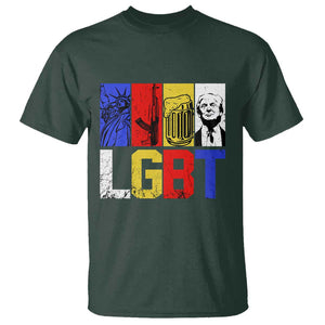Funny Trump Supporter T Shirt Liberty Guns Beer Trump TS09 Dark Forest Green Print Your Wear